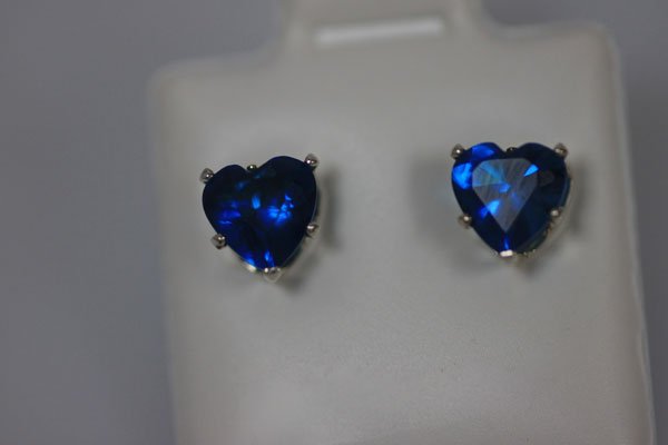 HEART BLUE ZIRCON CZ STUD EARRINGS .925 STERLING SILVER: HEART BLUE ZIRCON CZ STUD EARRINGS .925 STERLING SILVER **|**|** HEART BLUE ZIRCON CZ STUD EARRINGS .925 STERLING SILVER