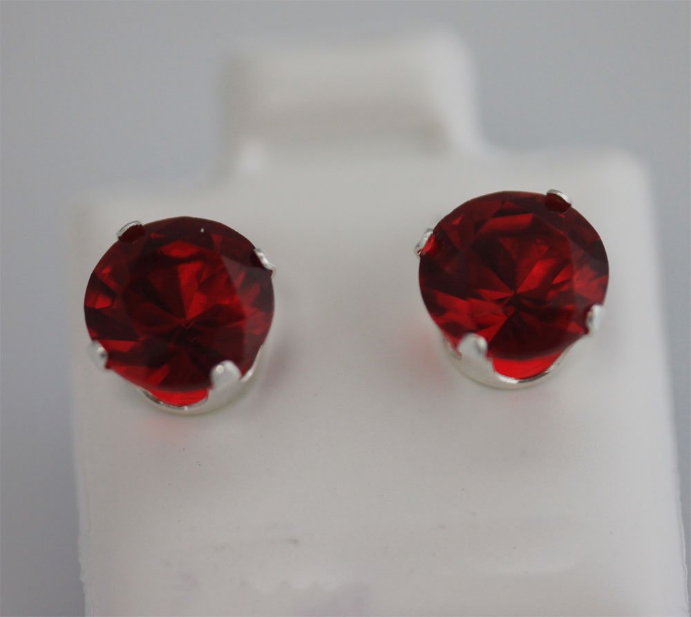 ROUND RUBY CZ STUD EARRINGS .925 STERLING SILVER: ROUND RUBY CZ STUD EARRINGS .925 STERLING SILVER **|**|** ROUND RUBY CZ STUD EARRINGS .925 STERLING SILVER