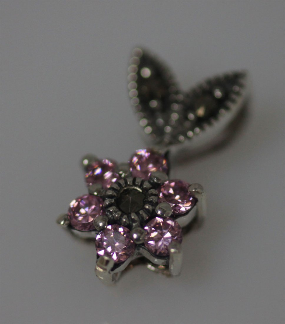 PINK CZ FLOWER MARCASITE PENDANT: PINK CZ FLOWER MARCASITE PENDANT **|**|** PINK CZ FLOWER MARCASITE PENDANT