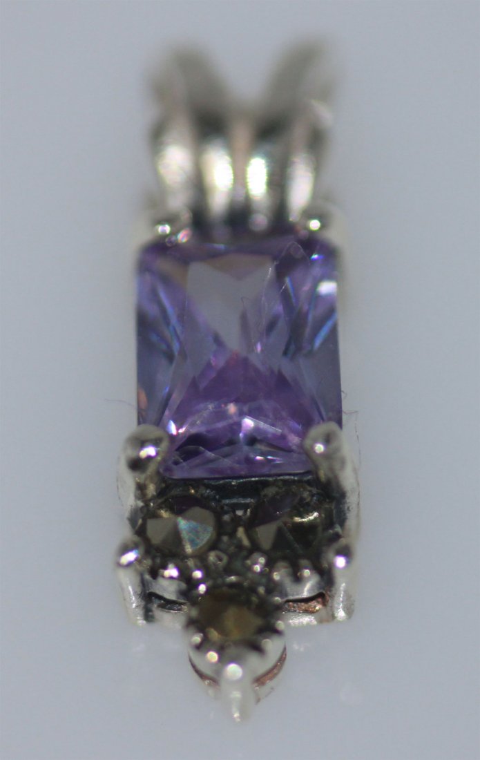RECTANGLE MARCASITE LAVENDER CZ PENDANT .925 STERLING S: RECTANGLE MARCASITE LAVENDER CZ PENDANT .925 STERLING S **|**|** RECTANGLE MARCASITE LAVENDER CZ PENDANT .925 STERLING SILVER