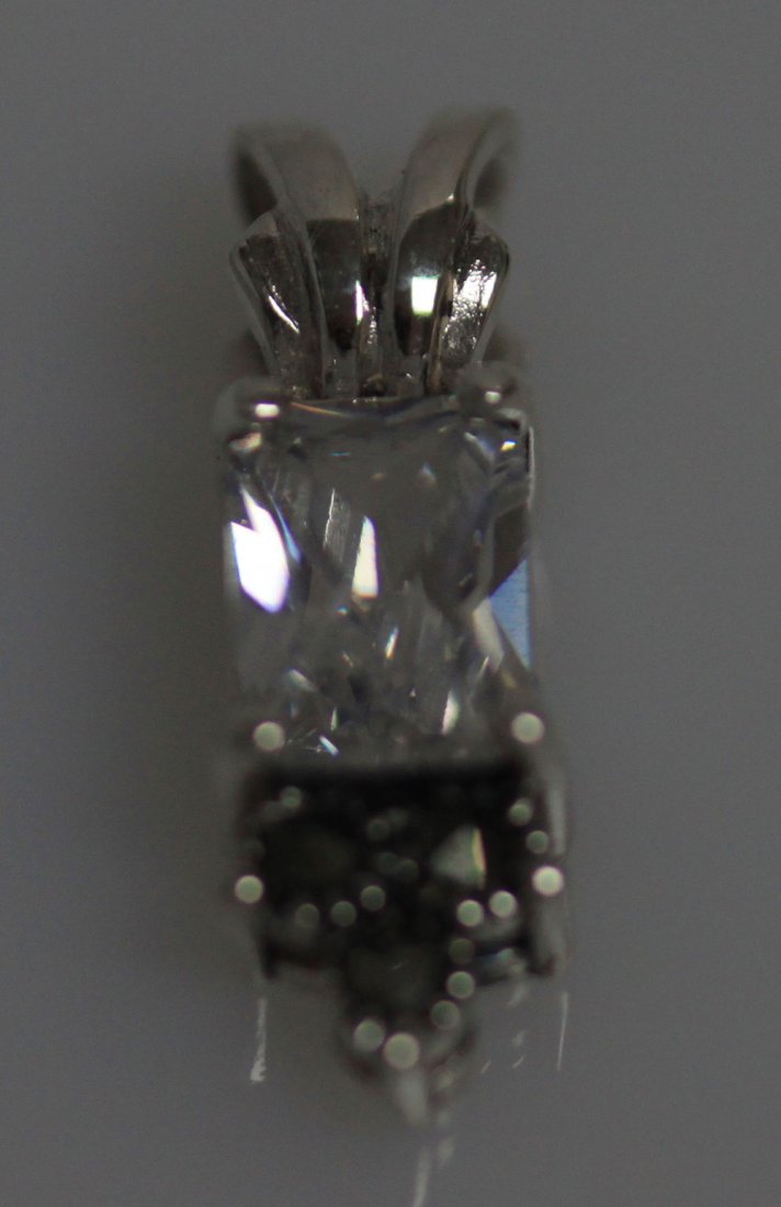 RECTANGLE MARCASITE CLEAR CZ PENDANT .925 STERLING SILV: RECTANGLE MARCASITE CLEAR CZ PENDANT .925 STERLING SILV **|**|** RECTANGLE MARCASITE CLEAR CZ PENDANT .925 STERLING SILVER
