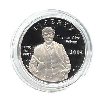 US Commemorative Dollar Proof 2004-P Thomas Edison: US Commemorative Dollar Proof 2004-P Thomas Edison **|**|** US Commemorative Dollar Proof 2004-P Thomas Edison