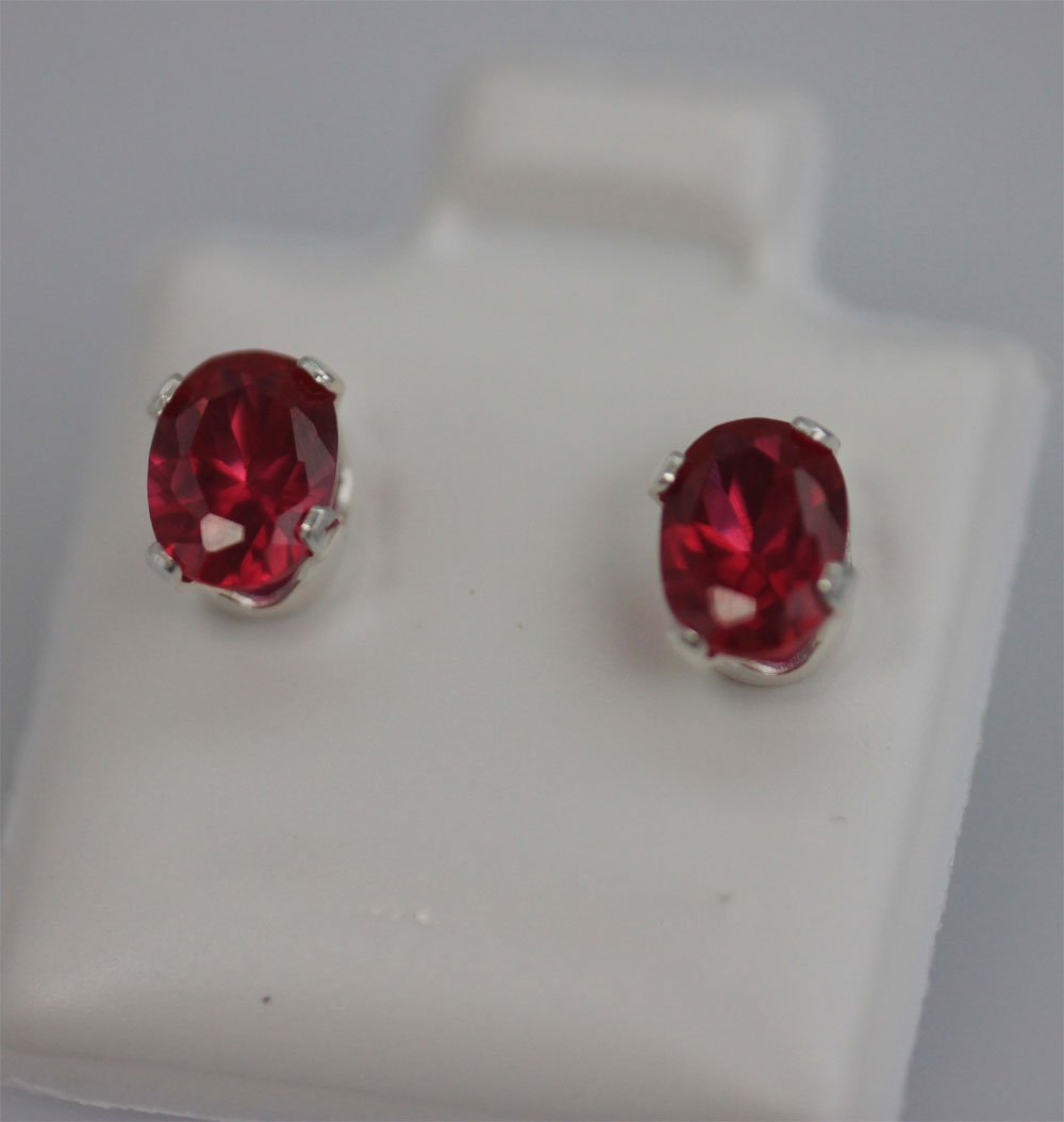OVAL RUBY CZ STUD EARRINGS .925 STERLING SILVER: OVAL RUBY CZ STUD EARRINGS .925 STERLING SILVER **|**|** OVAL RUBY CZ STUD EARRINGS .925 STERLING SILVER