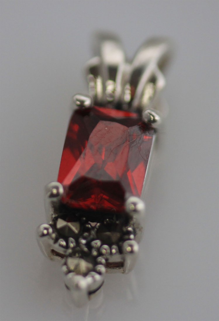 RECTANGLE MARCASITE GARNET CZ PENDANT .925 STERLING SIL: RECTANGLE MARCASITE GARNET CZ PENDANT .925 STERLING SIL **|**|** RECTANGLE MARCASITE GARNET CZ PENDANT .925 STERLING SILVER