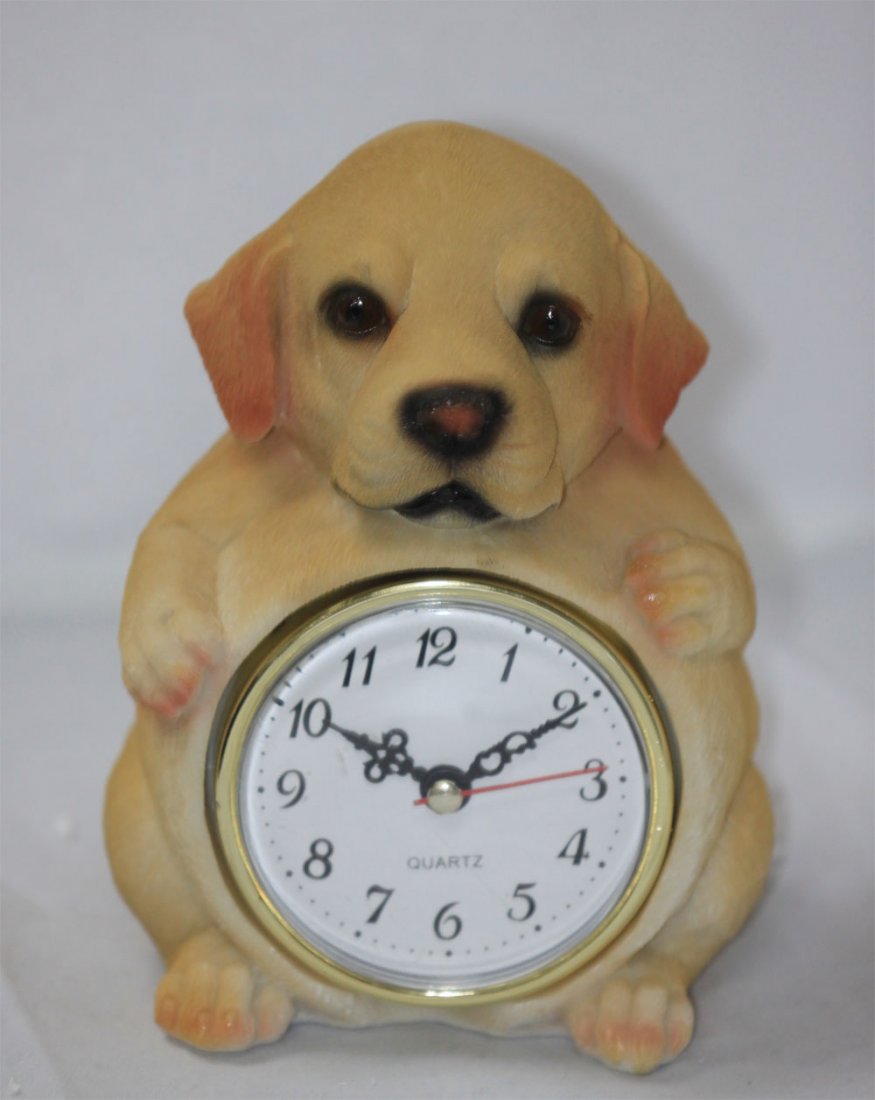 DECORATIVE PUPPY PIGGY BANK CLOCK: DECORATIVE PUPPY PIGGY BANK CLOCK **|**|** DECORATIVE PUPPY PIGGY BANK CLOCK:MATERIAL POLYESTER