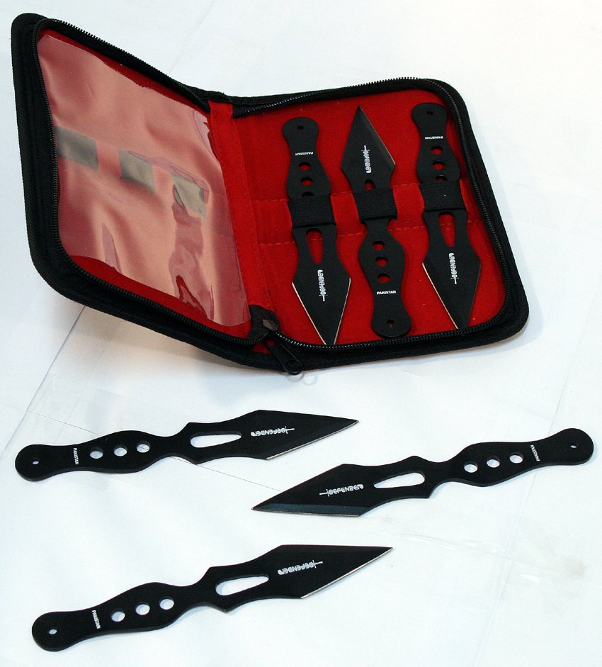 COLLECTORS EDITION BLACK THROWING KNIVES SET OF 6 W/CAS: COLLECTORS EDITION BLACK THROWING KNIVES SET OF 6 W/CAS **|**|** COLLECTORS EDITION BLACK THROWING KNIVES SET OF 6 W/CASE