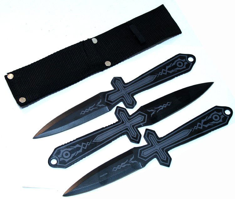 COLLECTORS EDITIOIN BLACK/GRAY THROWING KNIVES SET OF 3: COLLECTORS EDITIOIN BLACK/GRAY THROWING KNIVES SET OF 3 **|**|** COLLECTORS EDITIOIN BLACK/GRAY THROWING KNIVES SET OF 3