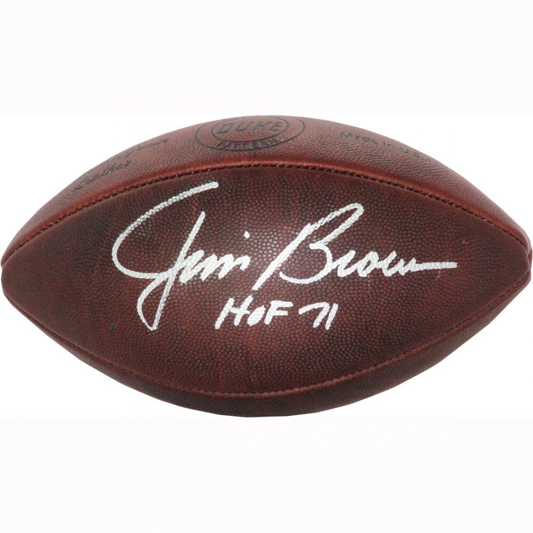 JIM BROWN CLEVELAND BROWNS AUTOGRAPHED NSD COA W/ FRAME: JIM BROWN CLEVELAND BROWNS AUTOGRAPHED NSD COA W/ FRAME **|**|** JIM BROWN CLEVELAND BROWNS AUTOGRAPHED NFL TB DUKE FOOTBALL INSCRIBED "HOF '71" (NATIONAL SPORTS DISTRIBUTORS AUTHENTICATION) ven thoug
