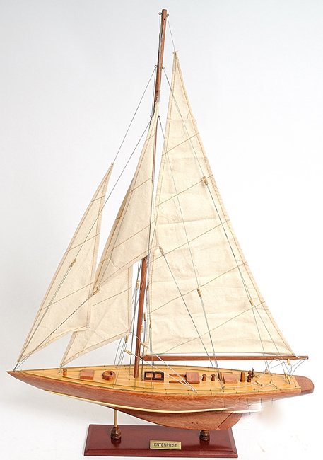 HAND MADE WOODEN Enterprises Sm W/COA: HAND MADE WOODEN Enterprises Sm W/COA **|**|** Our Enterprise Yacht model is scratched built plank on frame by skillful and creative master craftsmen. Strip by strip of mahogany and teak were put toge