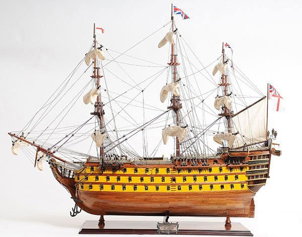 HAND MADE WOODEN HMS Victory Painted W/COA: HAND MADE WOODEN HMS Victory Painted W/COA **|**|** Dimensions: 80L x 21W x 82H (cm) Description: This is a new version of HMS Victory, classified under Museum Quality thanks to its tremendous details