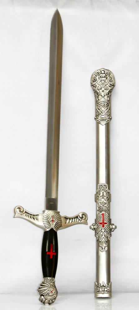 Collectors Edition Masonic Short Sword: Collectors Edition Masonic Short Sword **|**|** Key Features ; Has a Stainless Steel Blade ; Features a Decorative Hilt Adorned with Crusader Crosses ; Possesses a Knight Helm Shaped Pommel ; Includes