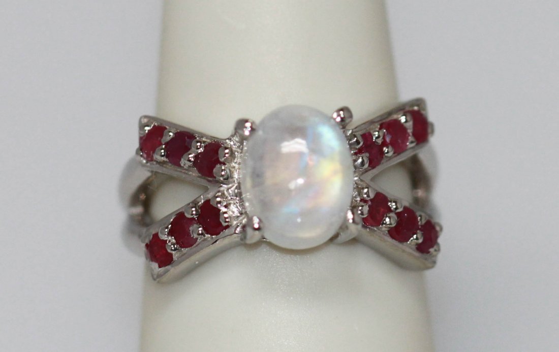 3.60 CTW RAINBOW AND RUBY RING .925 STERLING SILVER: 3.60 CTW RAINBOW AND RUBY RING .925 STERLING SILVER **|**|** 2.69 CTW RAINBOW AND 0.91 CTW RUBY RING .925 STERLING SILVER