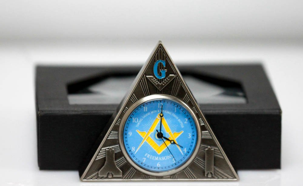 Collectors Edition Masonic Pyramid blue dial table cloc: Collectors Edition Masonic Pyramid blue dial table cloc **|**|** Collectors Edition Masonic Pyramid blue dial table clock