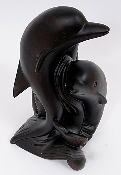 HAND MADE WOODEN Dolphin Pen Holder W/COA: HAND MADE WOODEN Dolphin Pen Holder W/COA **|**|** Size: 10'' H Description: This beautiful pen holder features a hand-carved design of a pair of dolphins. It