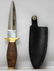 COLLECTIBLE BROWN AND GOLD HUNTING KNIFE W/ LEATHER STY - 2