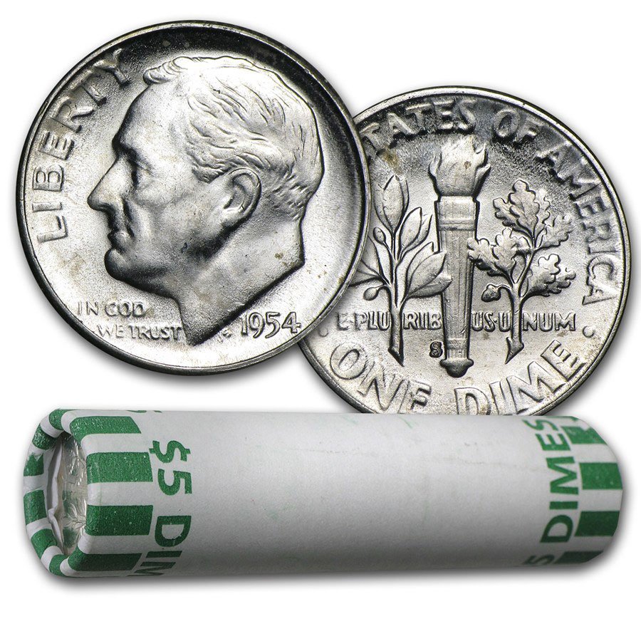 $5 Roosevelt Dimes - 90% Silver 50-Coin Roll BU: $5 Roosevelt Dimes - 90% Silver 50-Coin Roll BU **|**|** $5 Roosevelt Dimes - 90% Silver 50-Coin Roll BU