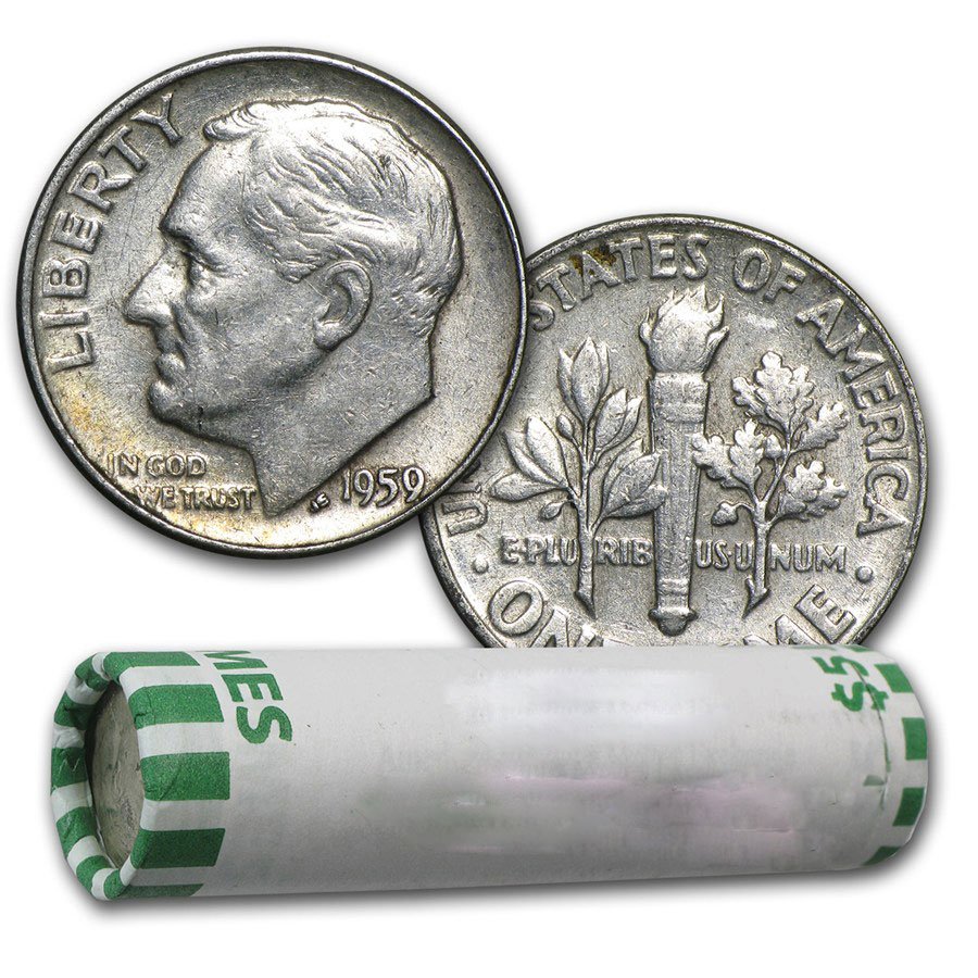 $5 Roosevelt Dimes - 90% Silver 50-Coin Roll (Average C: $5 Roosevelt Dimes - 90% Silver 50-Coin Roll (Average C **|**|** $5 Roosevelt Dimes - 90% Silver 50-Coin Roll (Average Circulated)