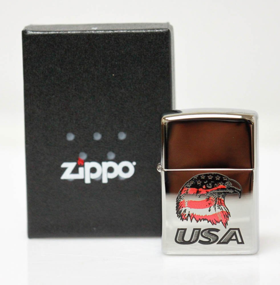 GENUINE ZIPPO LIGHTER BALD EAGLE W/U.S FLAG MADE IN USA: GENUINE ZIPPO LIGHTER BALD EAGLE W/U.S FLAG MADE IN USA **|**|** GENUINE ZIPPO LIGHTER BALD EAGLE W/U.S FLAG MADE IN USA