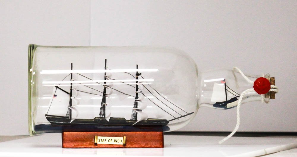 COLLECTIBLE 11" STAR OF INDIA SHIP IN A GLASS BOTTLE: COLLECTIBLE 11" STAR OF INDIA SHIP IN A GLASS BOTTLE **|**|** COLLECTIBLE 11" STAR OF INDIA SHIP IN A GLASS BOTTLE 11" L X 4" W X 5" H