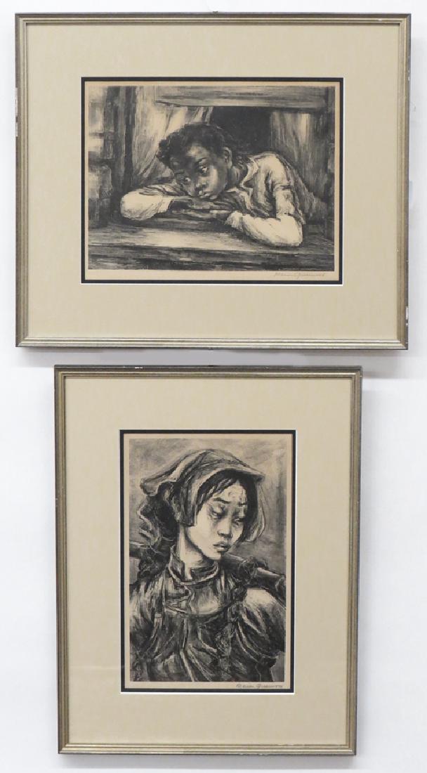 (2) MARION GREENWOOD (American, 1909-1970): The Window; the other portrait of woman both sgn. in pencil l.r. Marion Greenwood
