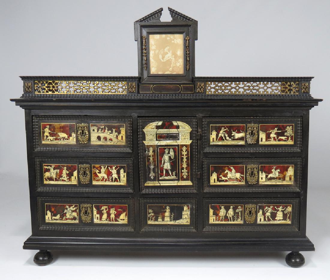 18TH C. ITALIAN INLAID EBONIZED TABLE-TOP CABINET (1 of 5)