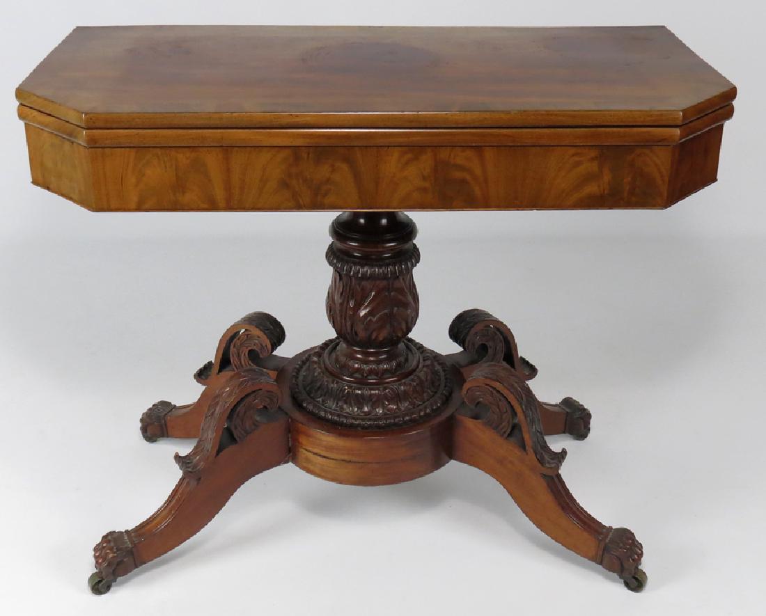 PHILADELPHIA CLASSICAL CARVED MAHOGANY CARD TABLE (1 of 3)