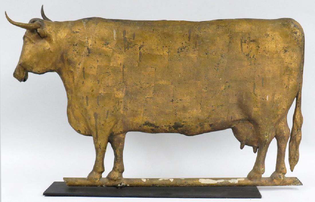 19TH C. FULL BODIED GILDED COW WEATHERVANE (1 of 2)