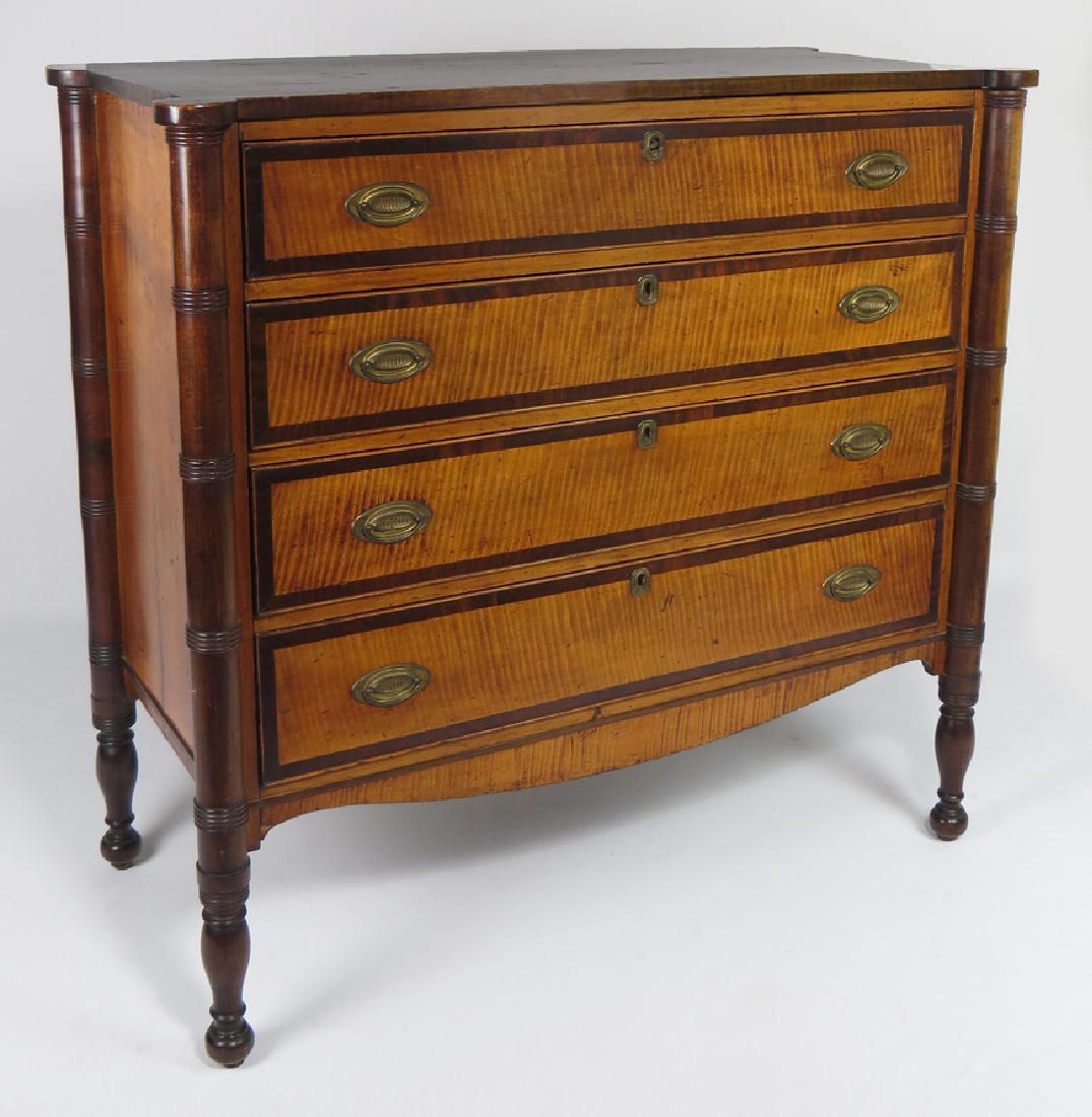 NEW ENGLAND SHERATON TIGER MAPLE CHEST (1 of 2)
