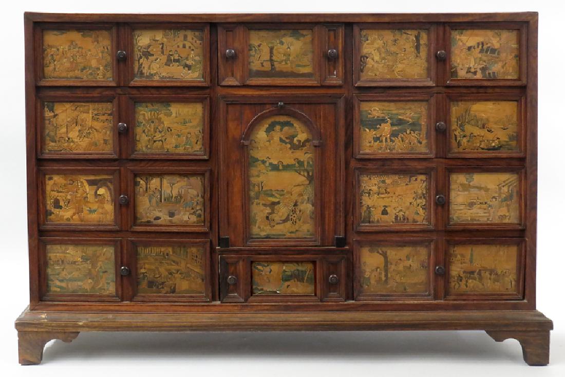 FRENCH ROSEWOOD AND STRAW MARQUETRY TABLE-TOP CABINET (1 of 7)