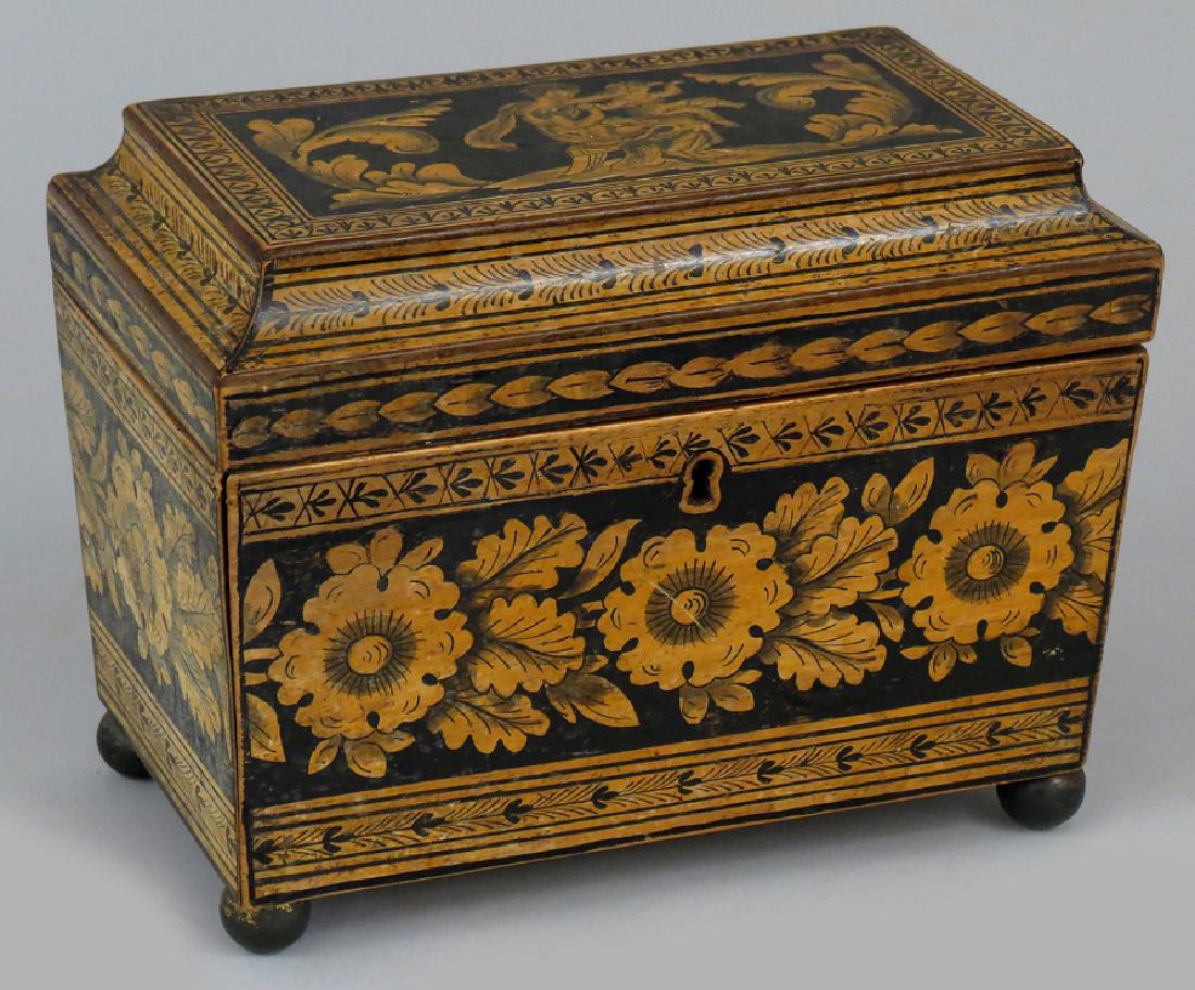 REGENCY PENWORK TEA CADDY (1 of 4)