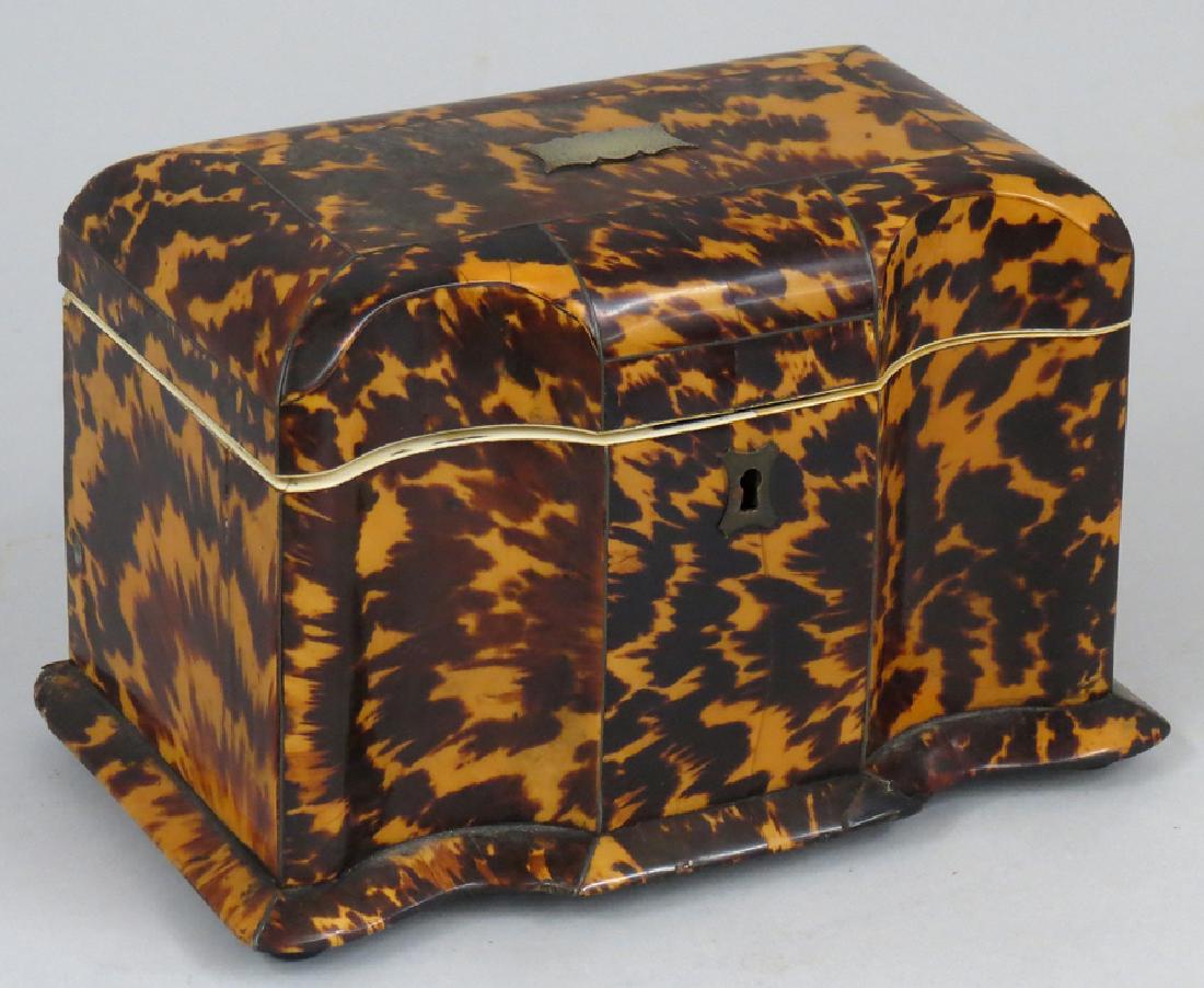 GEORGIAN TORTOISE SHELL TEA CADDY (1 of 3)