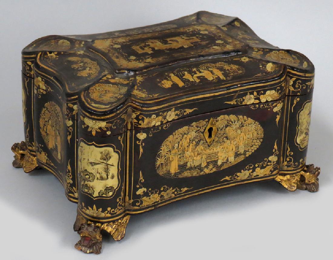 CHINESE EXPORT CHINOISERIE TEA CADDY (1 of 3)