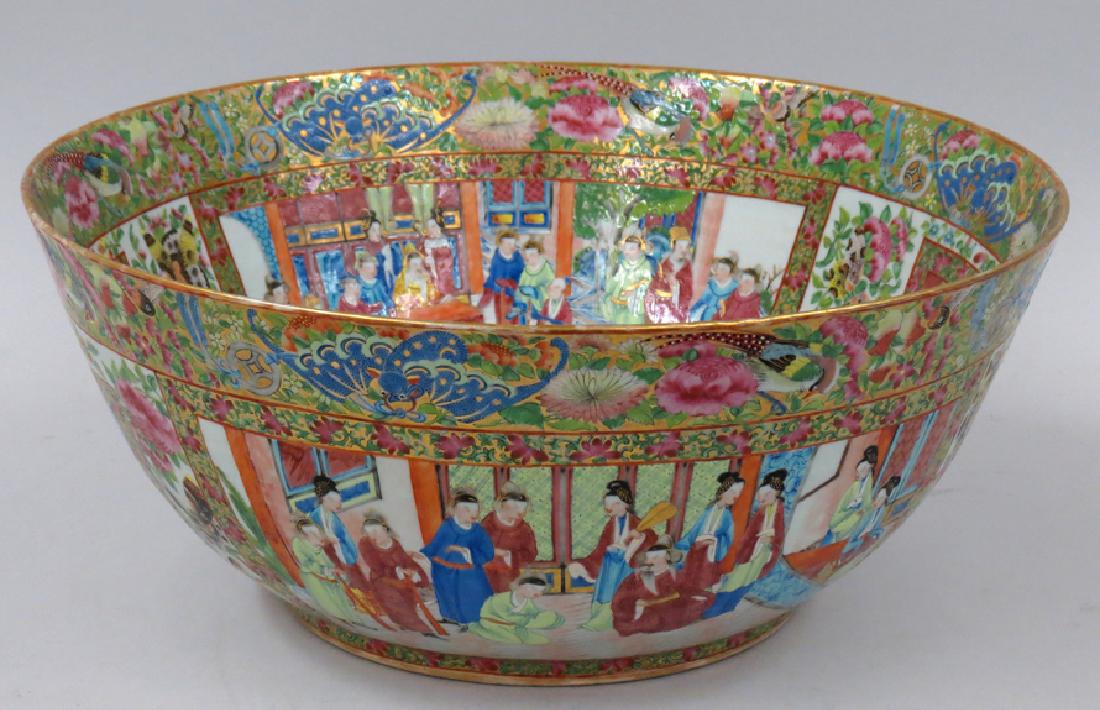 CHINESE EXPORT ROSE MANDARIN PUNCH BOWL (1 of 2)