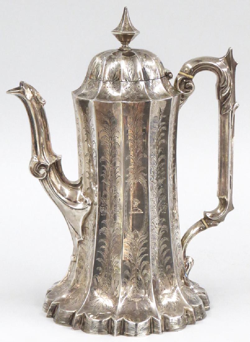 ENGLISH VICTORIAN SILVER COFFEE POT (1 of 2)