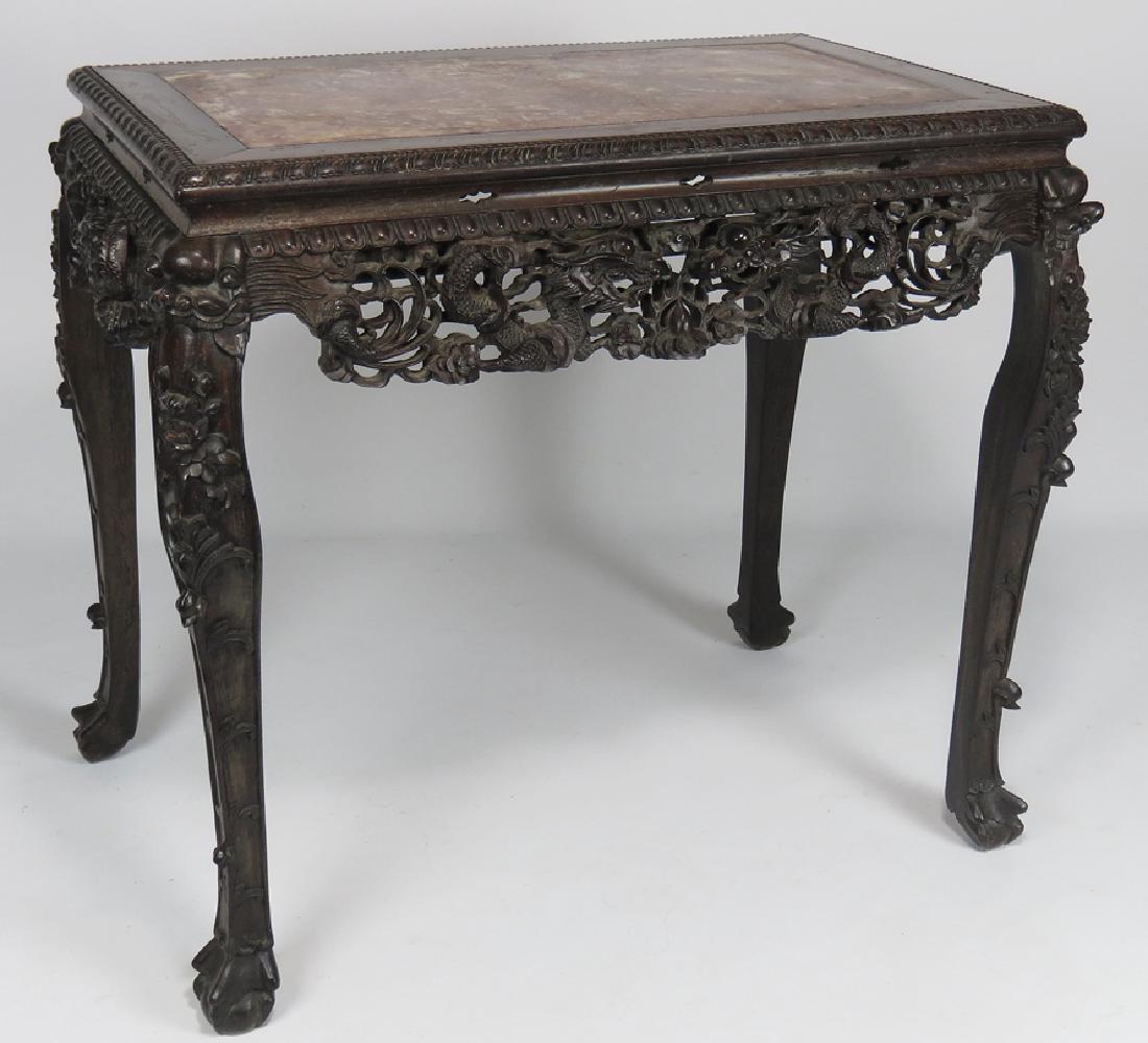 TALL CHINESE CARVED HARDWOOD SIDE TABLE (1 of 6)
