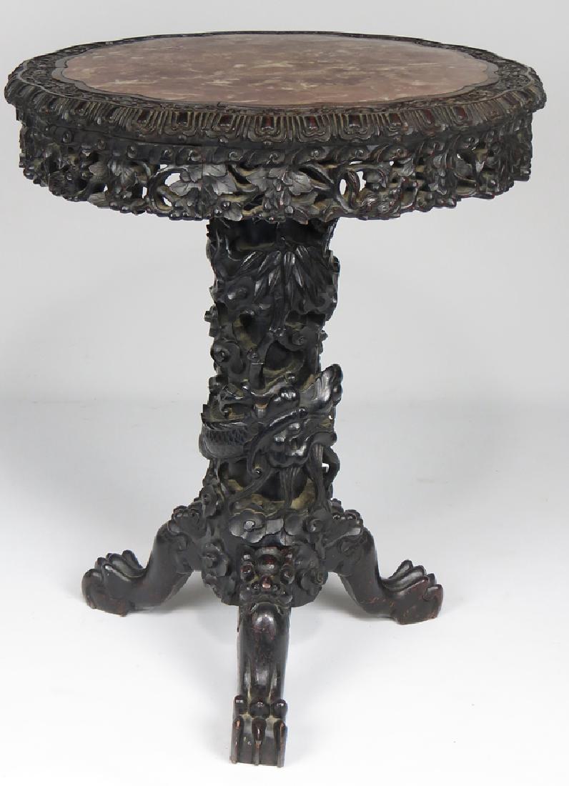 CHINESE CARVED HARDWOOD GUERIDON (1 of 3)
