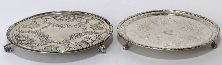 (2) EARLY STERLING SILVER SALVERS,   KIRK (1 of 4)