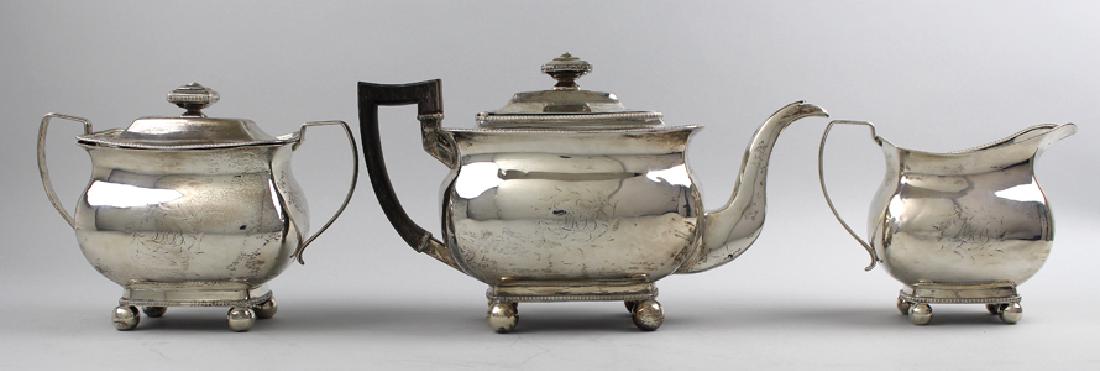 3-PIECE FEDERAL COIN SILVER TEA SET (1 of 2)