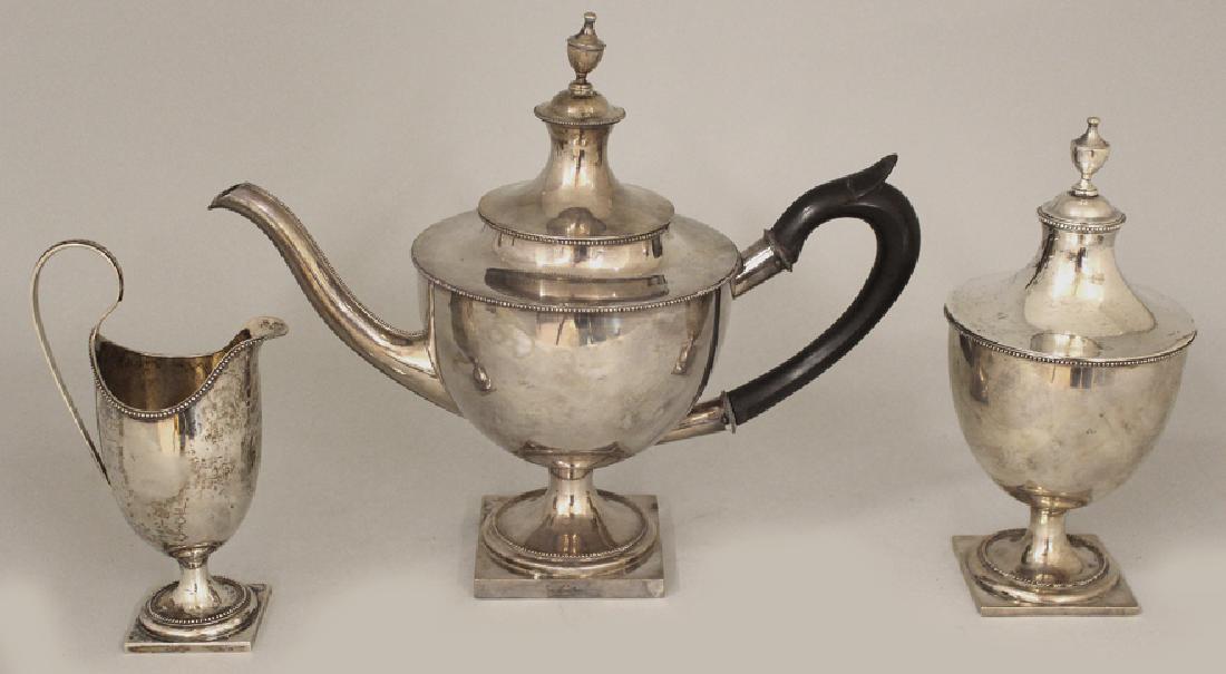 3-PIECE AMERICAN FEDERAL SILVER TEA SET (1 of 1)