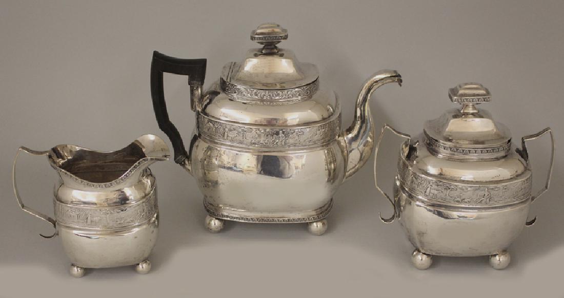 3-PIECE AMERICAN FEDERAL SILVER TEA SET (1 of 3)
