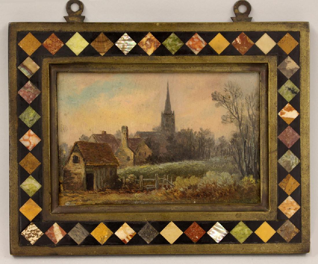 18/19 C. ITALIAN PIETRA DURA BRONZE FRAME (1 of 2)