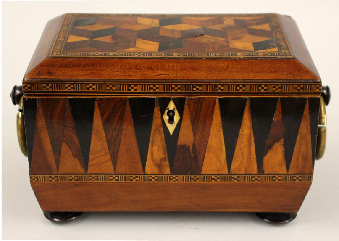 REGENCY TUNBRIDGE WARE TEA CADDY (1 of 3)