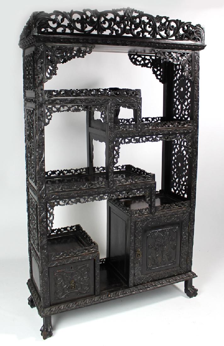 19TH C. CHINESE ORNATELY CARVED ETAGERE (1 of 3)