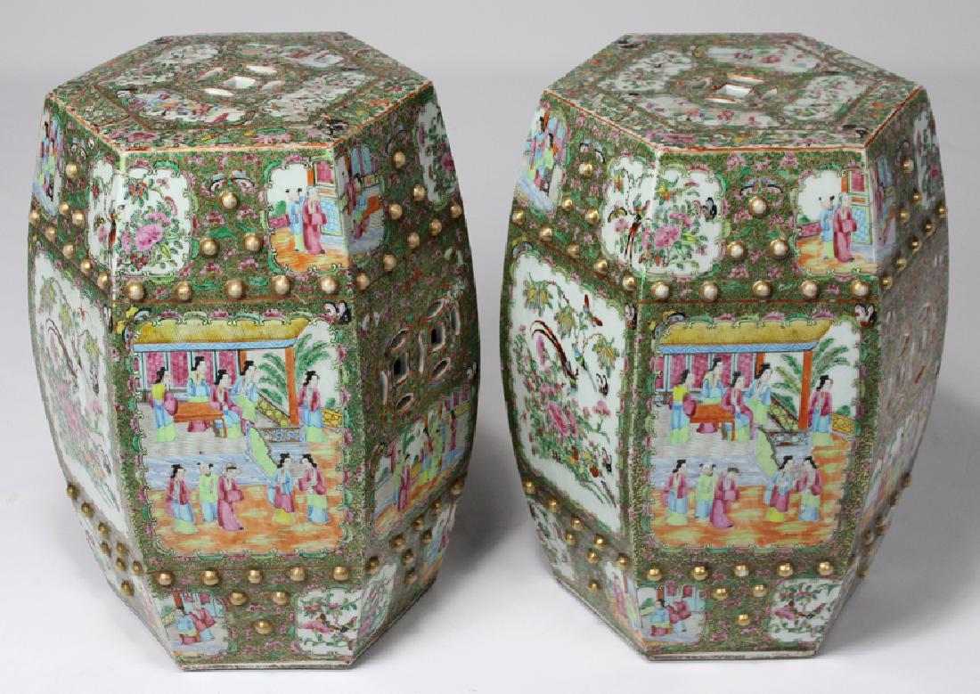 PAIR OF CHINESE ROSE MEDALLION GARDEN SEATS (1 of 6)