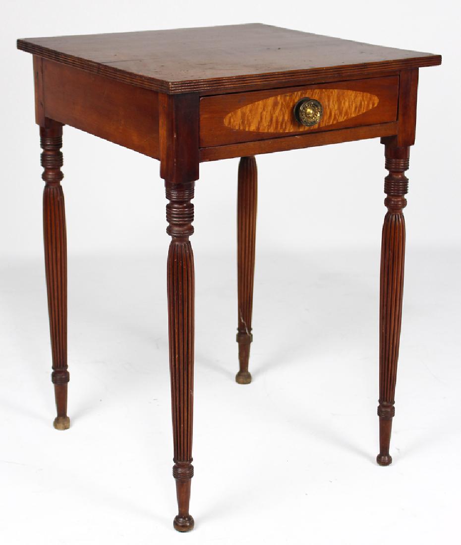 NEW ENGLAND SHERATON INLAID CHERRY WORK TABLE (1 of 1)