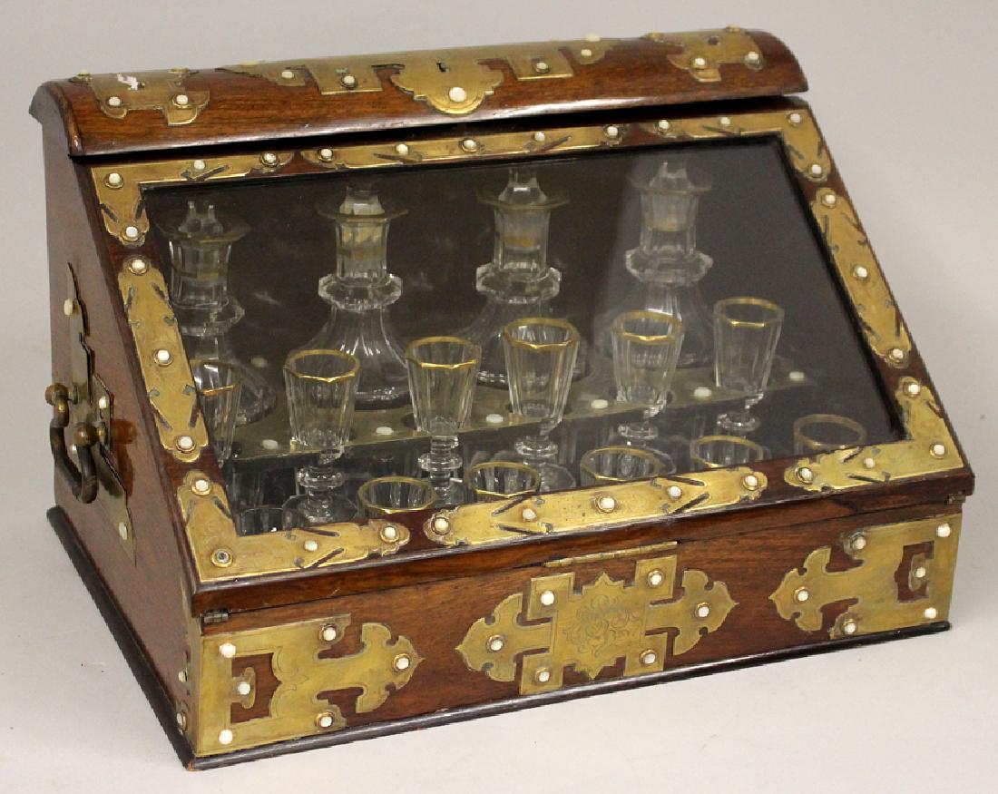 ENGLISH BRASS BOUND TANTALUS (1 of 2)