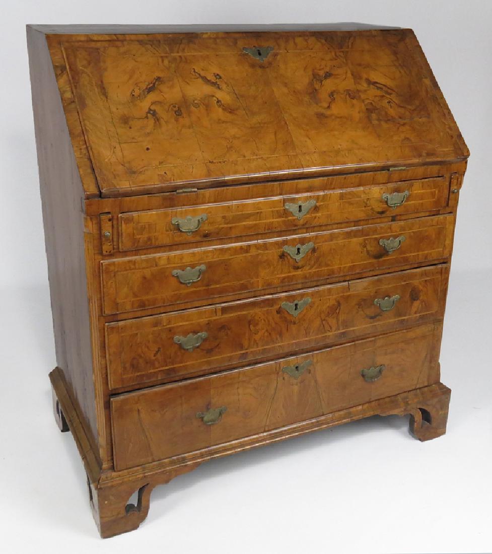 ENGLISH GEORGE II BURL WALNUT SLANT-LID DESK (1 of 4)