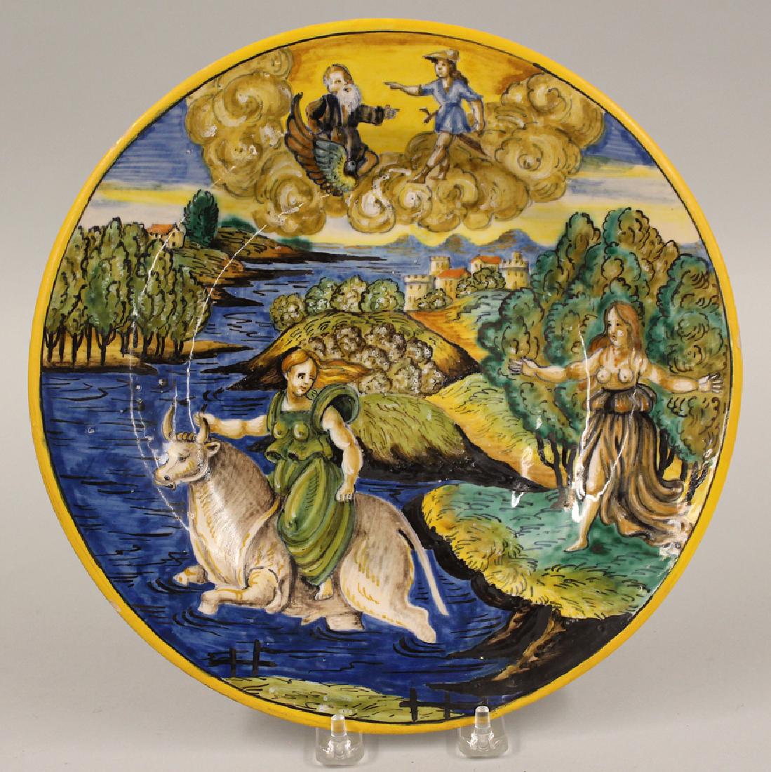 ITALIAN CANTAGALLI MAIOLICA ISTORIATO PLATE (1 of 2)