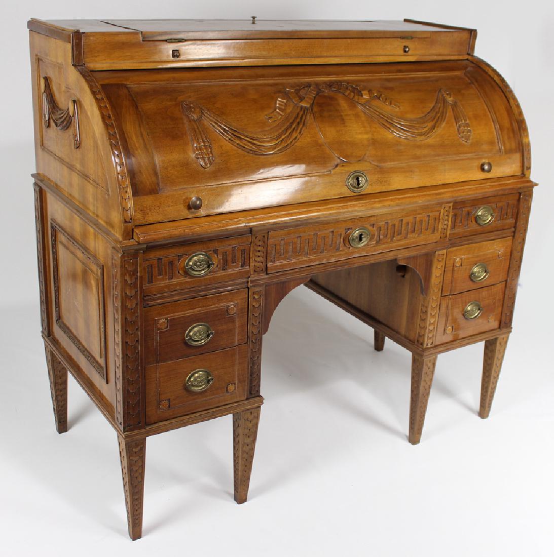 LOUIS XVI-STYLE MAHOGANY CYLINDER DESK (1 of 4)