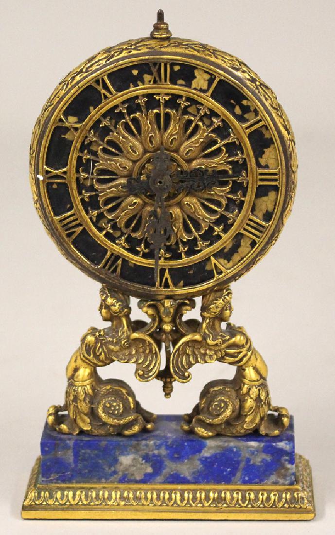 SMALL GILT BRONZE AND LAPIS DESK CLOCK (1 of 4)